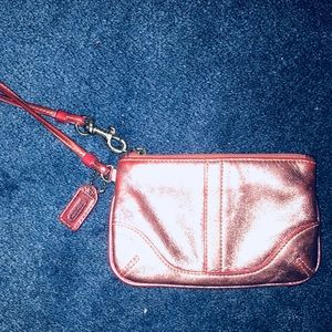 Authentic COACH Metallic Pink Wristlet